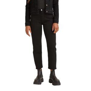 Levis Wedgie Straight Denim Jeans Pants Black Highrise Ankle Goth Women …